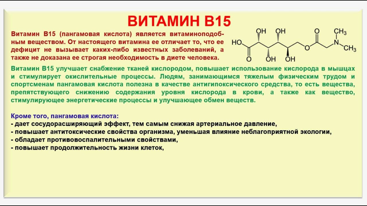 Витамин В15 (пангамовая кислота, пангамат кальция)